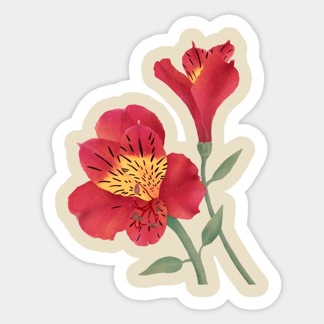 Vintage Lily Flower Sticker by Annelie